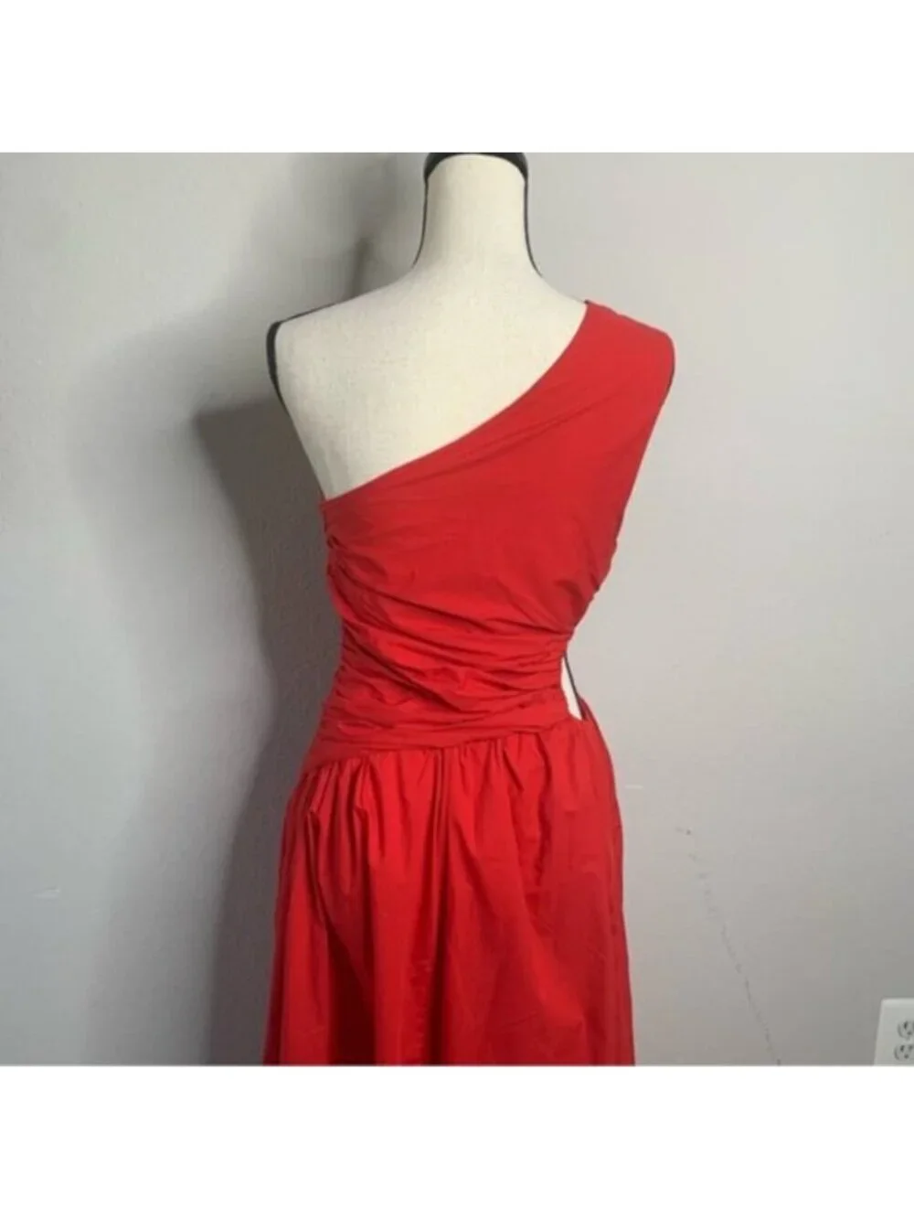 NWT Abercrombie & Fitch Red One-Shoulder Cutout Maxi Dress